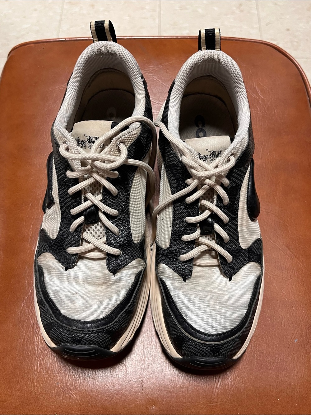 Women’s Coach Shoes Running Casual Black & White Monogram 6B - No Box 1130